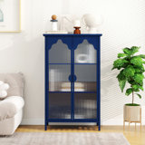 Metal Storage Cabinet, Display Cabinet With Glass Doors, Metal Kitchen Sideboard Buffet Cabinet