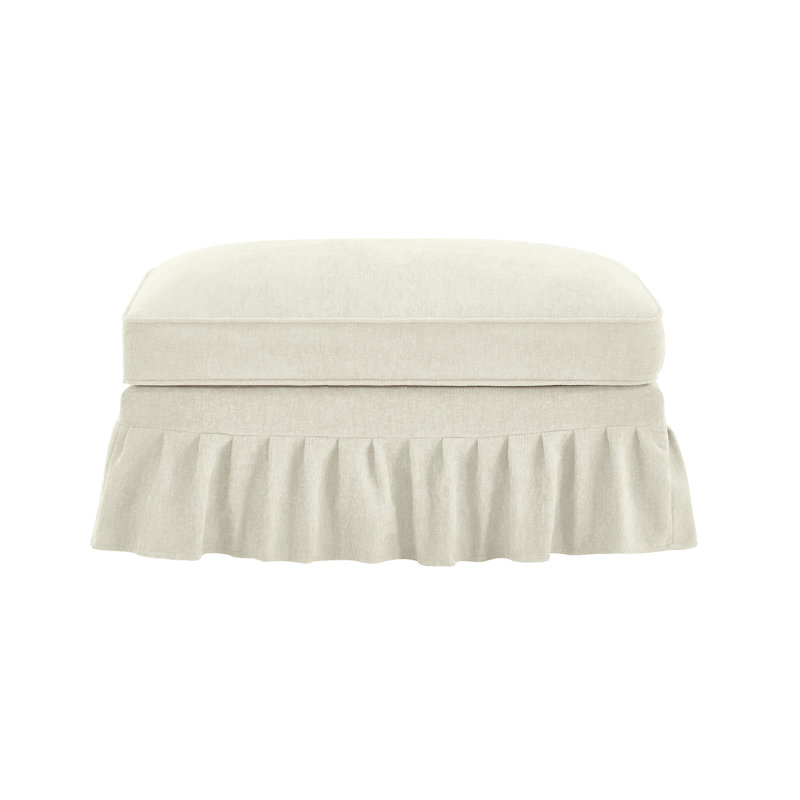 Ottoman Chenille (Only Including Ottoman), Beige+White
