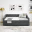 Lit de jour double avec lit gigogne, revêtement en tissu gris doux, capitonnage à boutons et détails clous en cuivre gris simple, rembourrage confortable, structure solide-12056580-12056581