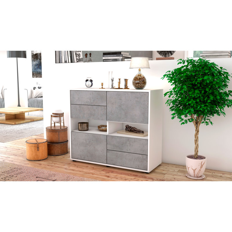 Prosper 92cm Sideboard, White/Concrete