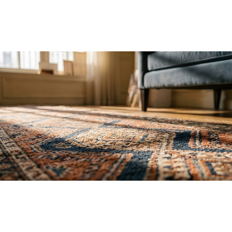 Tapis de couloir antique crocheté à motif géométrique
