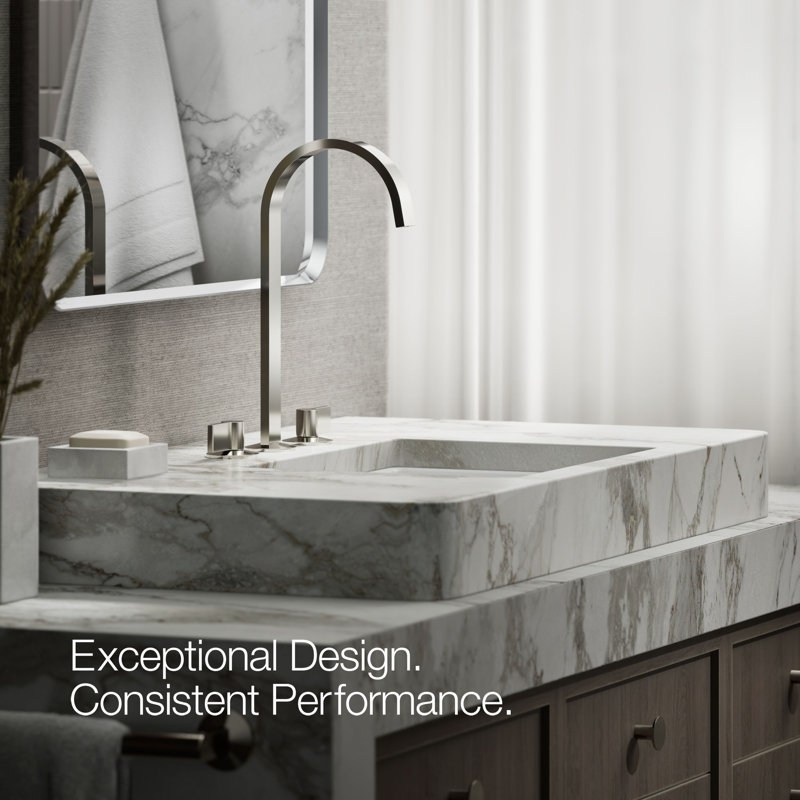 Components Bathroom Sink Spout With Ribbon Design, Polished Nickel