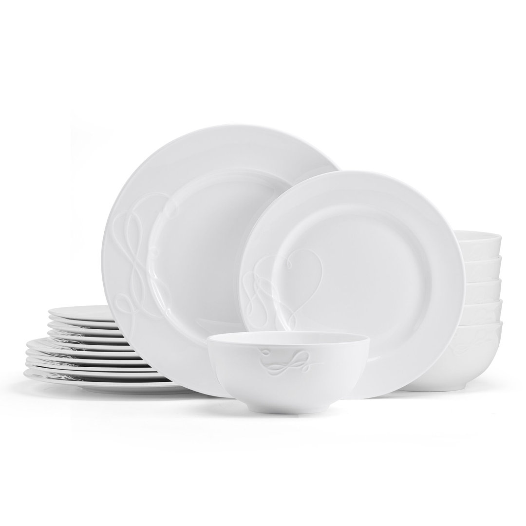 Mikasa Love Story 18-Piece Lightweight Chip-Resistant Bone China Dinnerware Set, Service for 6 Mikasa