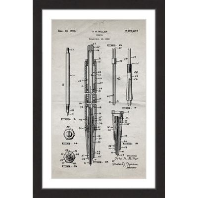 « crayon 1955 old paper » par steve king, reproduction d’art encadrée