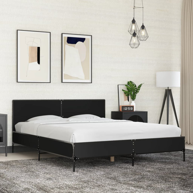 Adamek Bed, Black, Kingsize (5')