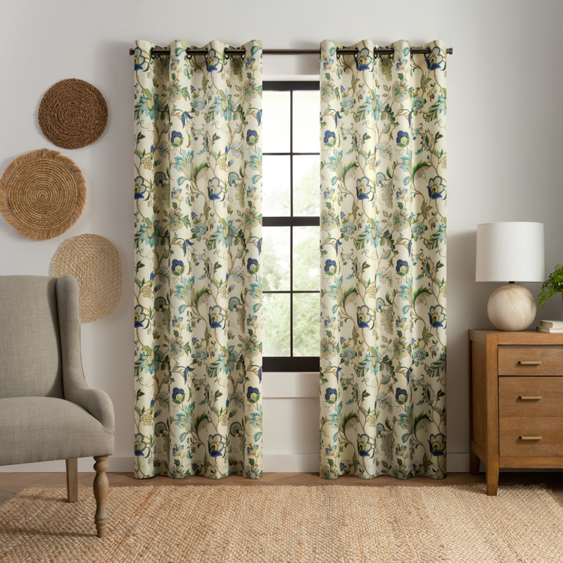 Jorma Curtain Single Panel, Blue, 50" W x 84" L