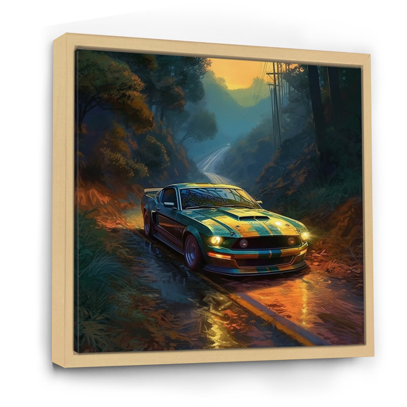 Muscle Car Late Drives III sur impression sur toile, H 24 po x l 24 po x P 1 po, Cadre naturel flottant