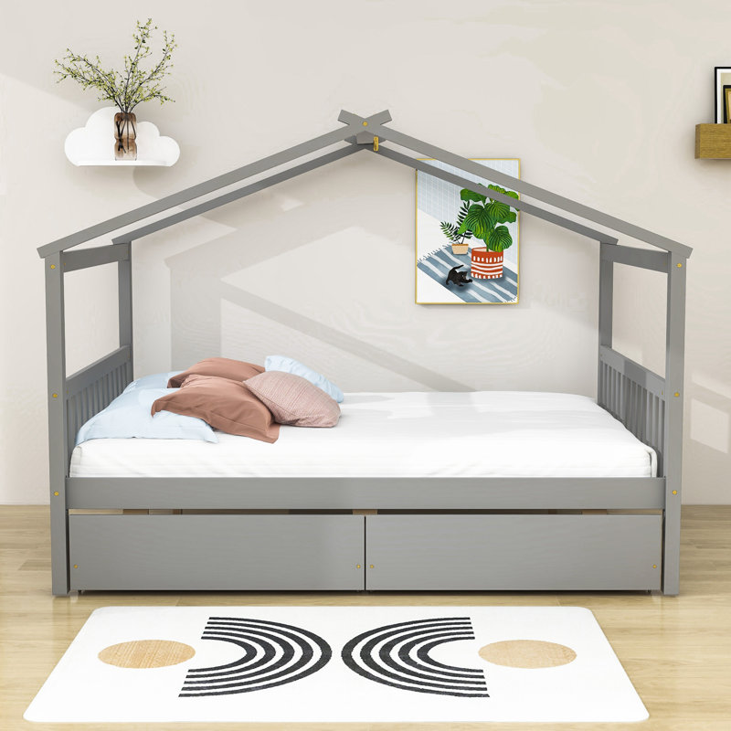 Dailene 2 Drawer House Beds by Gracie Oaks, Full, Gray