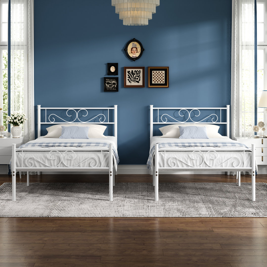 2 Pieces Metal Bed Frame Winston Porter 