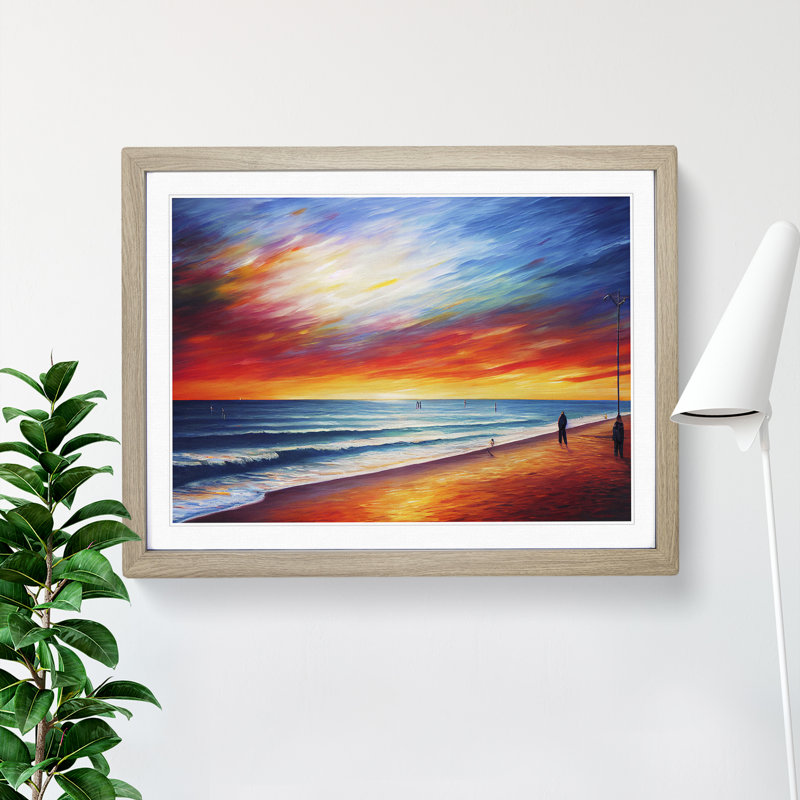Beach View Vol.3 1 Piece Single Picture Frame Wall Art, 34cm H x 46cm W x 2cm D, Oak
