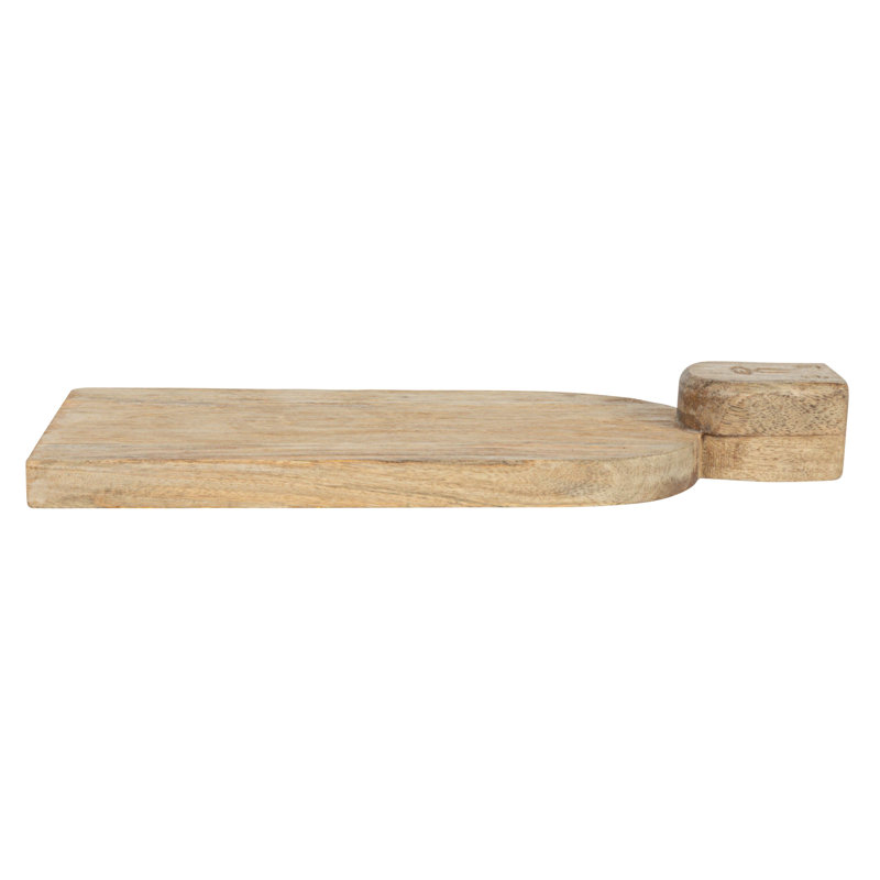 Grande trancheuse à fromage en bois de manguier sculptée à la main avec planche à découper et finition peignée, 18 po x 8 po