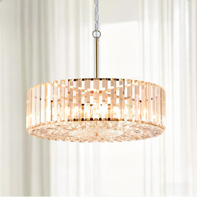 24" 6-Light Crystal Ceiling Light Chandelier 