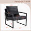 Classic Black PU Leather And Metal Frame Sofa - Ergonomically Designed For Modern And Industrial Interiors, Dimensions 27*29.7*29.6 Inches