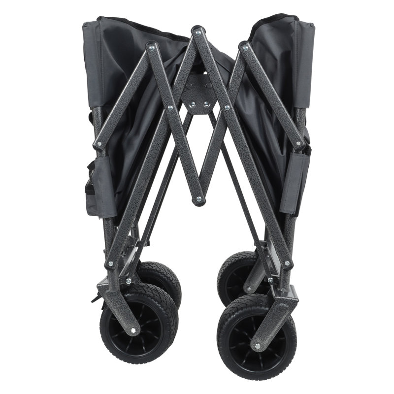 Chariot de chariot pliant convertible 3-en-1 avec banc - Chariot utilitaire robuste avec roues tout-terrain et rangement