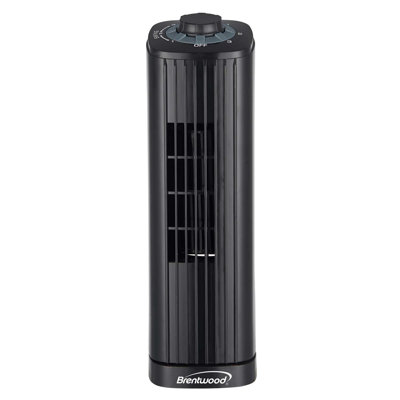 Brentwood® 14" 3-Speed Portable Oscillating Tower Fan, Black