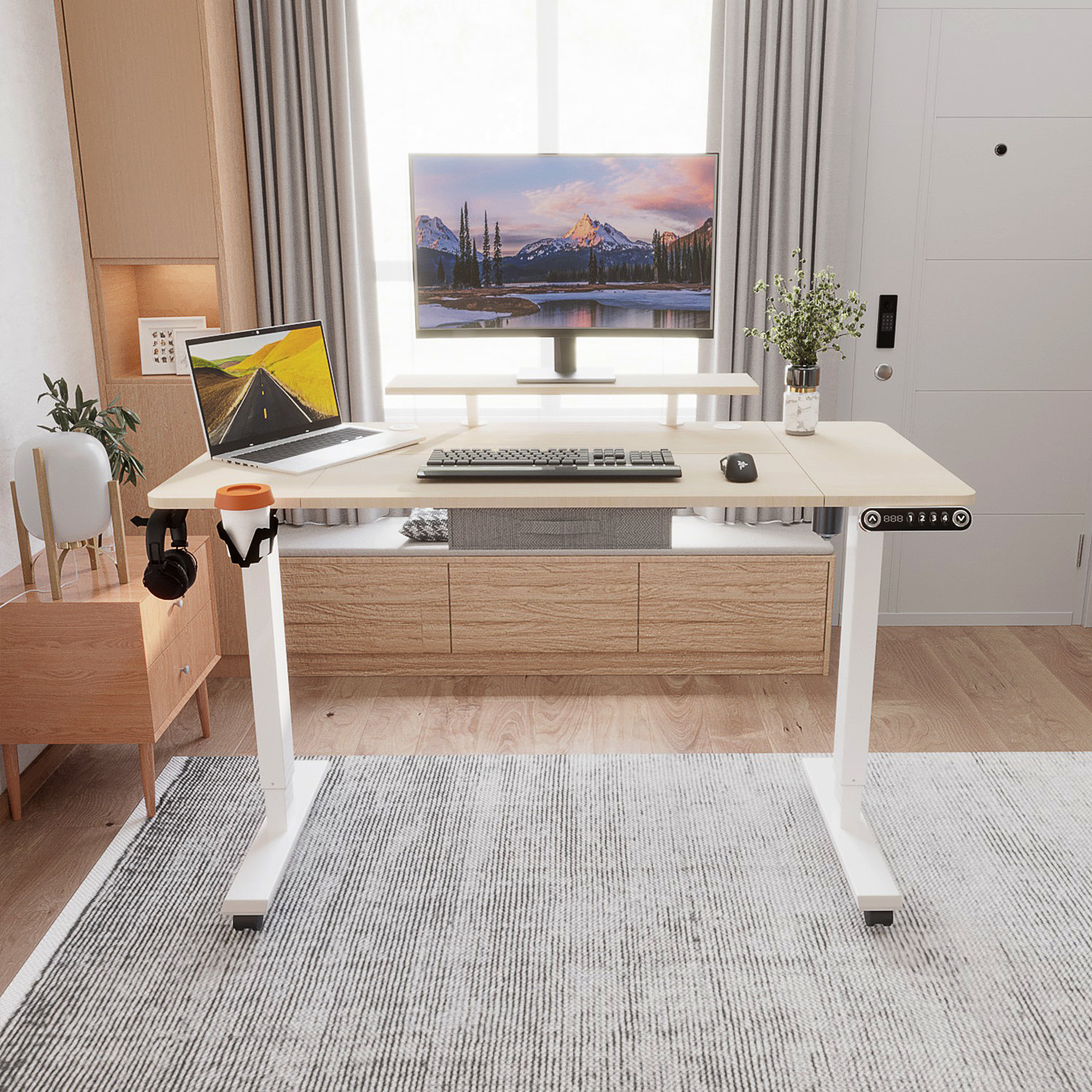 Wood electric on sale standing desk