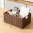 Hand-Woven Paper Rope Storage Baskets, Set Of 2 Collapsible Wicker Organizer Bins For Shelves, Foldable Cube Baskets For Bathroom, Living Room, And Kitchen Organization-268347837