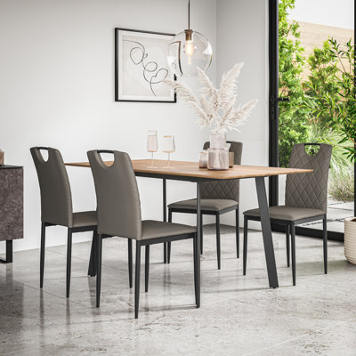 Davaeh 120 to 160cm Butterfly Leaf Extendable Dining Table Set with 4 Monza Faux Leather Chairs