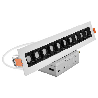 LUXRITE 10-Head Canless LED Recessed Linear Downlight, Architectural Multilight, 5CCT, CRI90, 18W, 1200LM, 45° Beam, 120V Dimmable IC & Damp Rated ETL