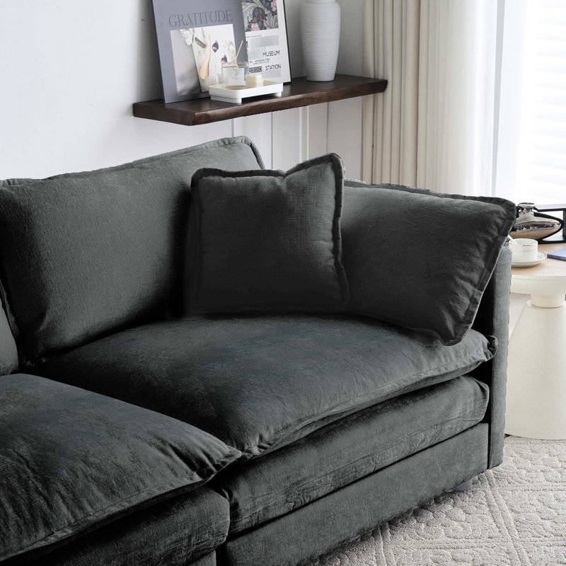 3 pièces avec coussins décoratifs. Chenille grise pour le salon. Structure solide en bois massif. Matériau respirant. Rembourrage en éponge. Détente 3. Comprend 2 fauteuils avec accoudoirs et 1. Revêtement de luxe. Supérieur