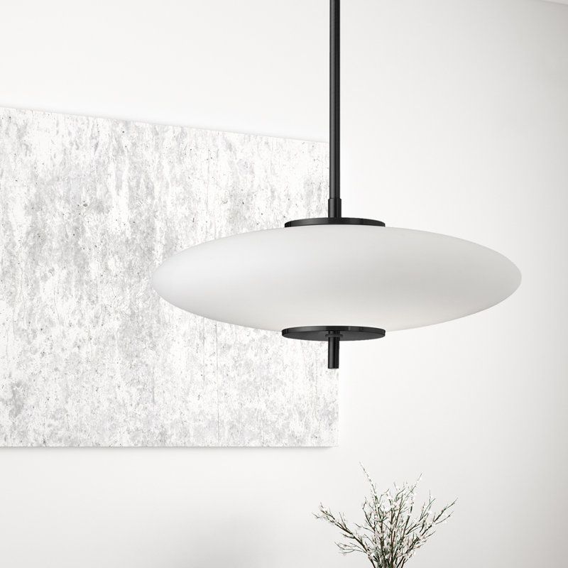 Kotz 1 - Light LED Single Pendant, Matte Black/Opal White