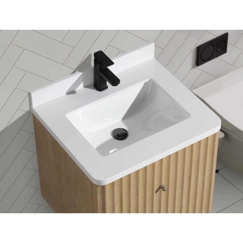 La Jolla 24" Single Floating Bathroom Vanity With Engineered Quartz Top