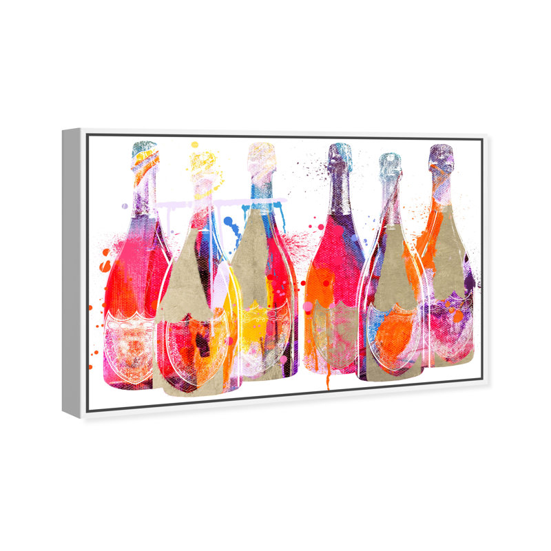 Color Splash Champagne - peinture sur toile, Cadre blanc, H 10 po x l 15 po
