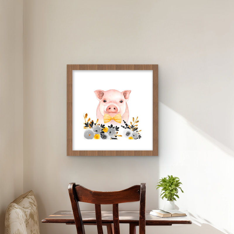Chic cochon - Reproduction d'art encadrée pour chambre d'enfant