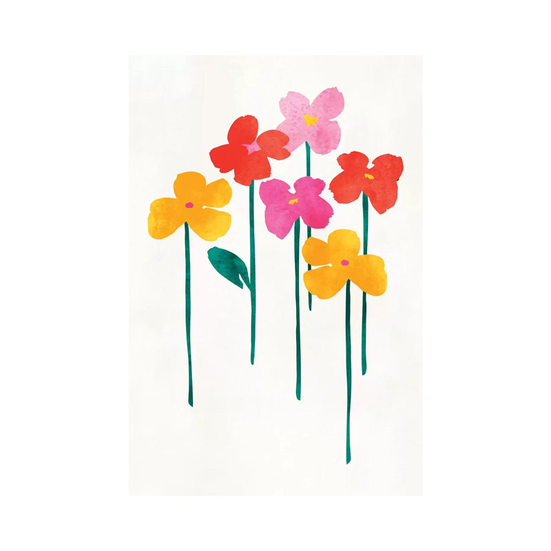 «Little Happy Flowers» par Kubistika - peinture sur toile tendue, H 18 po x l 12 po x 1,5 po
