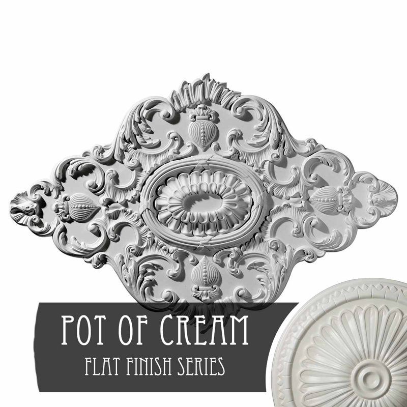 Endurathane Ashford Ceiling Medallion, 42 3/4"W x 28 7/8"H x 1"P, Hand-Painted Pot of Cream Finish, Pot of Cream