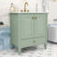 Meuble-lavabo autoportant avec lavabo en céramique, tiroir et 2 portes à fermeture en douceur-129445695