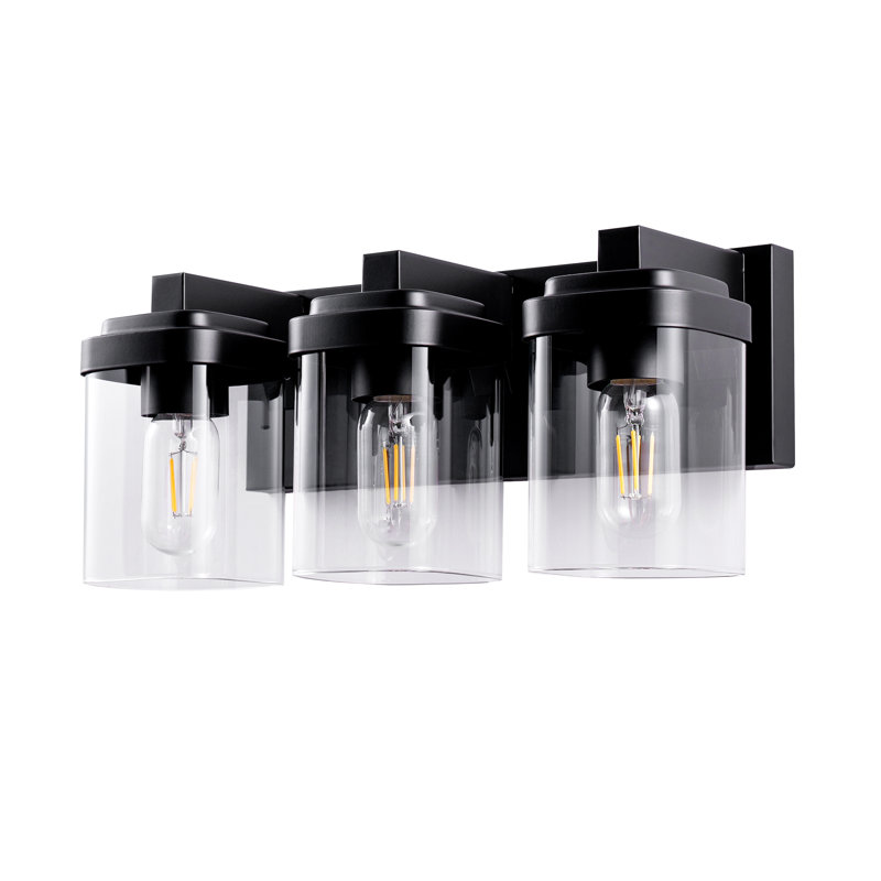 Luminaire de meuble-lavabo moderne à 3 lumières avec abat-jour en verre transparent, Trois lumières