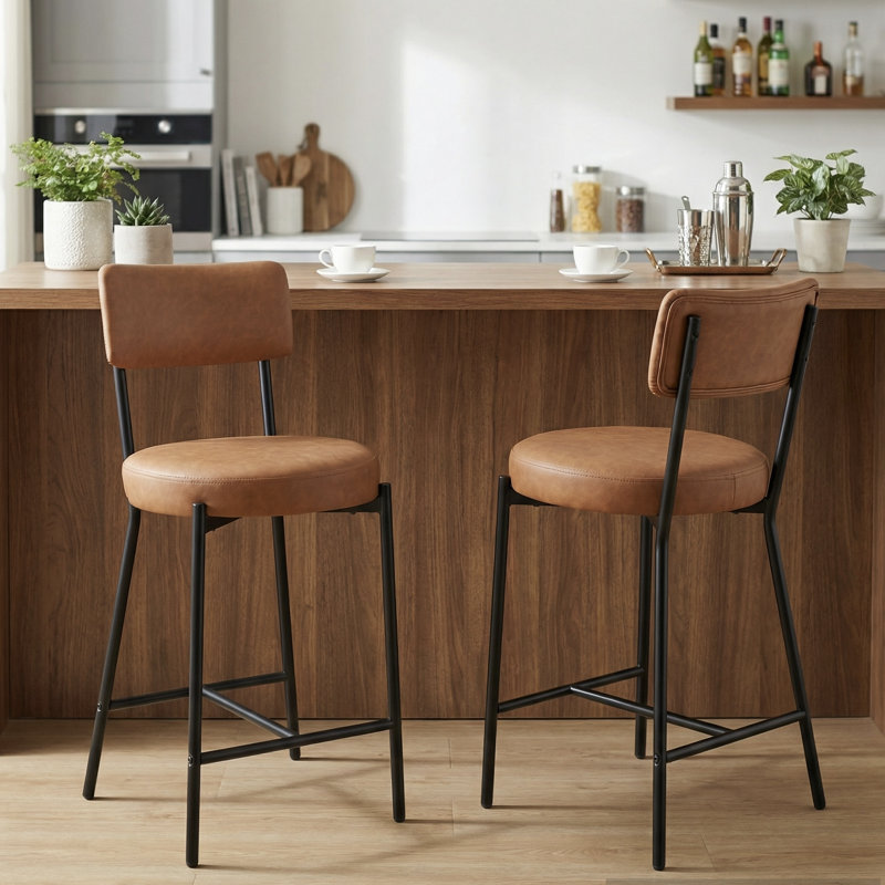 Altamonte 15.75 Wide Counter Stool, Brown PU