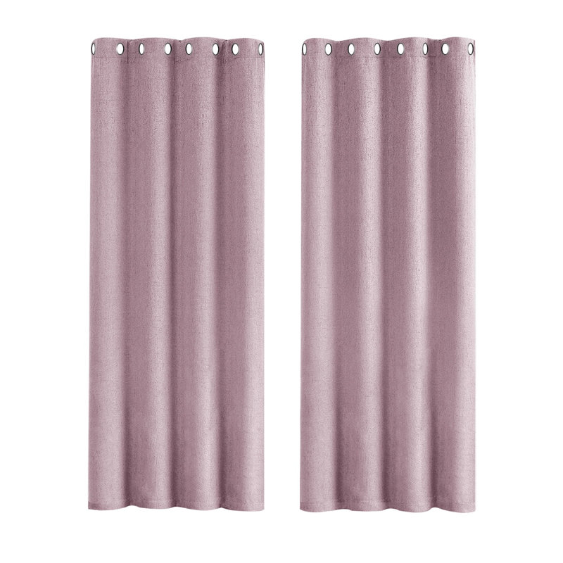 Linen Blend Blackout Curtain Panel Pair, 117cm Width x 160cm Drop, Purple