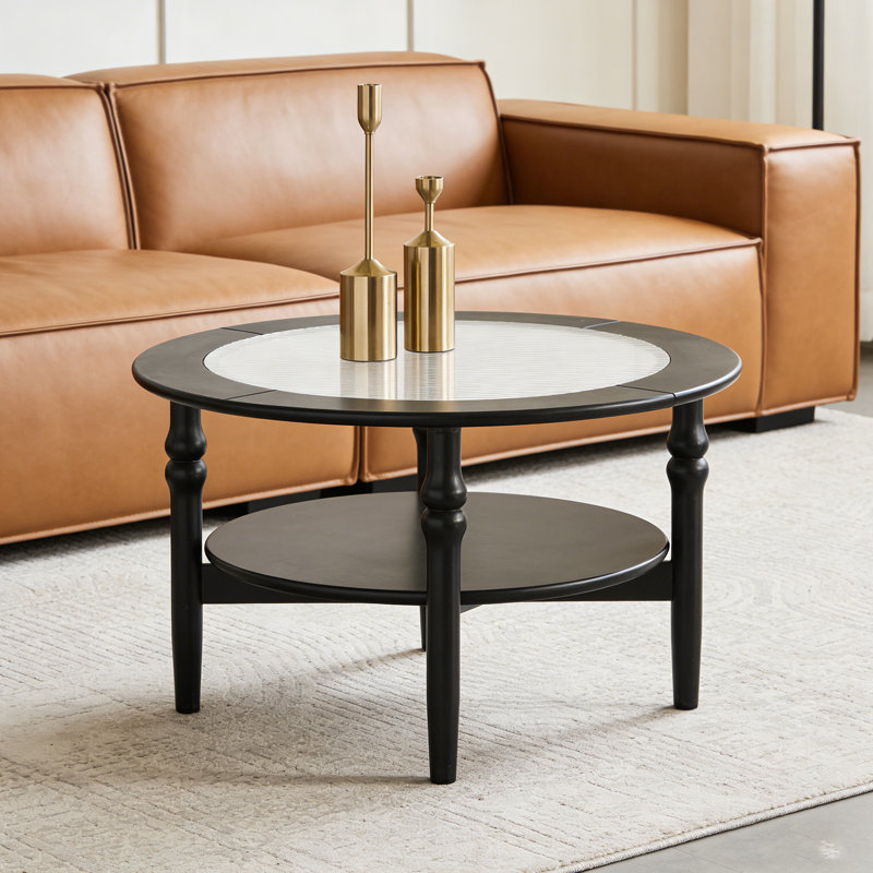 Tempered Glass Coffee Table Classic Cylinder Legs