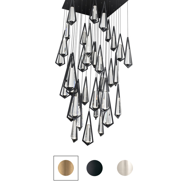 Devotion LED Pendant, 18" H x 36" W x 36" D, Black, 41 Lights