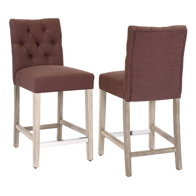 Tabouret de bar et de comptoir Wren (ensemble de 2), Brun, Gris antique, Tabouret de comptoir (siège d'une hauteur de 24 p