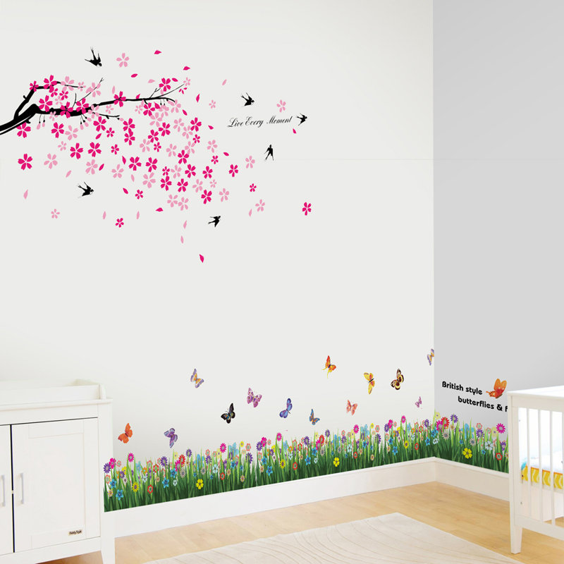Décalcomanie murale herbe et inverseur papillon