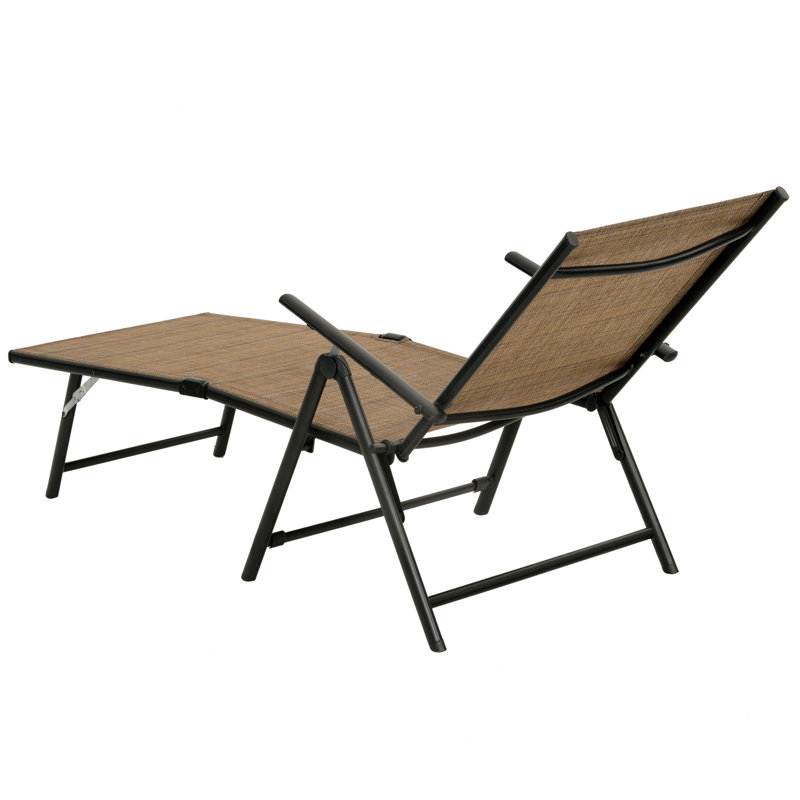 Chaise longue d'extérieur pliante avec dossier réglable, sans assemblage, Brun
