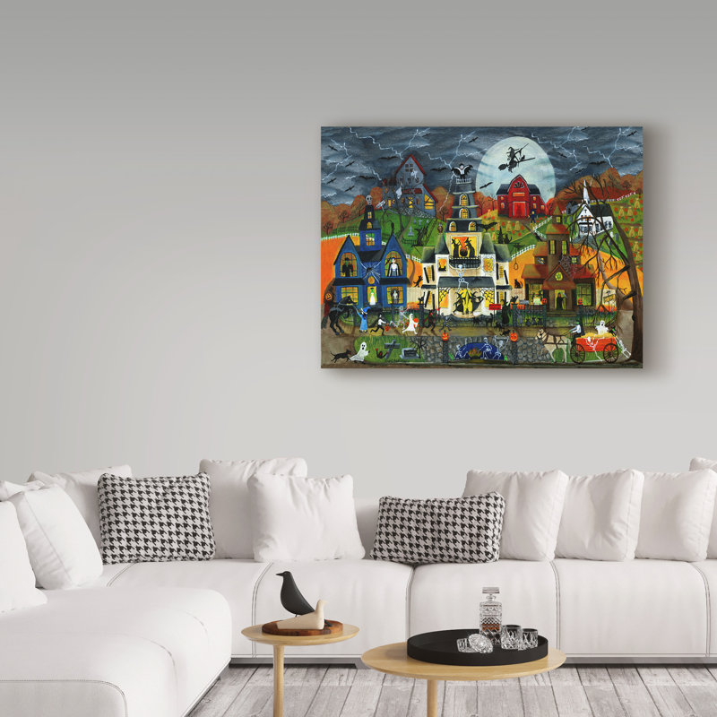 « effrayant éclairé street », reproduction de peinture à l’acrylique sur toile tendue, H 14 po x l 19 po x P 2 po