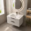 Meuble-lavabo de salle de bain 30 po avec lavabo en céramique - Meuble-lavabo flottant mural gris avec tiroirs, moderne