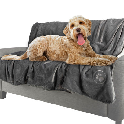 PETMAKER Water-Resistant Dog Blanket - 80x100-Inch Reversible Sherpa Blanket for Bed, Couch, Crate, or Car - Protection from Stains, Spills, Accidents, and Pet Fur - Machine Washable