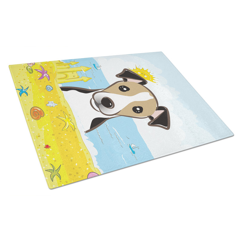 Planche à découper en verre trempé d’été caroline, Jack Russell terrier noir