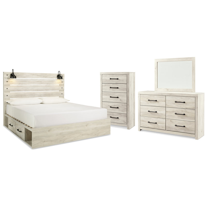 Cambeck King Panel Bed with Storage, Dresser, Mirror and Chest