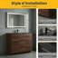 Meuble-lavabo autoportant en noyer de 40 po avec comptoir en quartz noir Damico