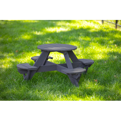Kids Solid Wood Round Outdoor Table and Chair Set