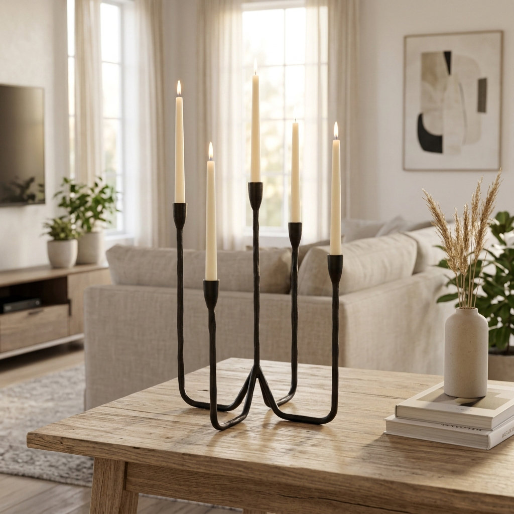 Albright 5-Taper Candlestick Holder, Black