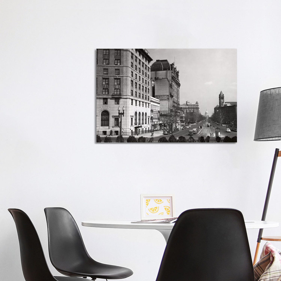 1940S Pennsylvania Avenue with Capitol Building at End Washington DC USA - Wrapped Canvas Photograph