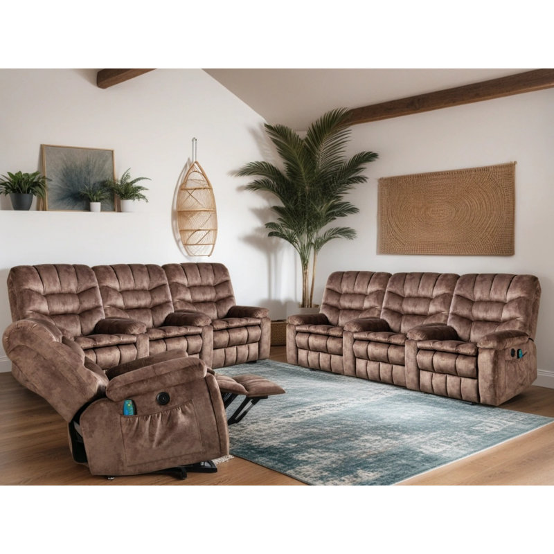 Fauteuil inclinable électrique surdimensionné en velours l 39,4 po ultra doux avec chauffage chauffant et deux porte-gobelets cachés et port USB