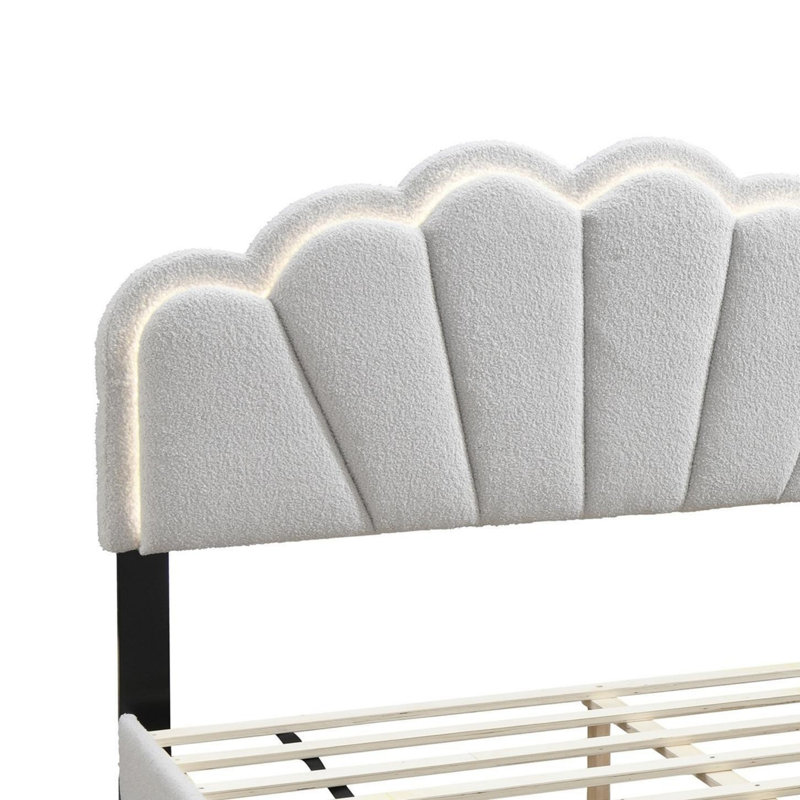 Lit avec tête de lit éclairée, Blanc